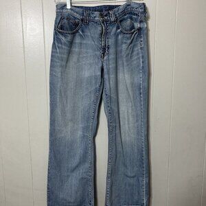 Guess Jeans Men's Straight Leg Med Wash Denim Blue Size Flap Pockets Size 36